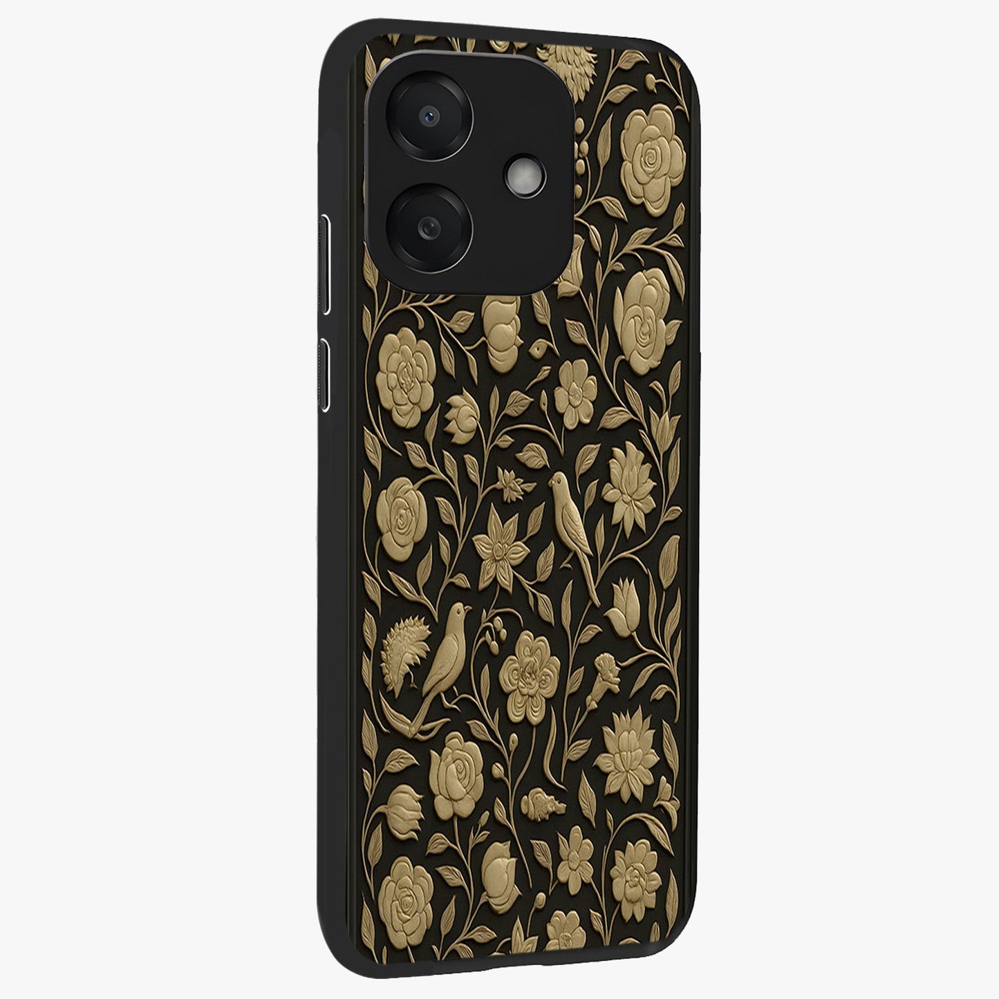 Golden Evil Eye Mandala Glass Case upright view showcasing decorative evil eye mandala artwork with spiritual aesthetic style.