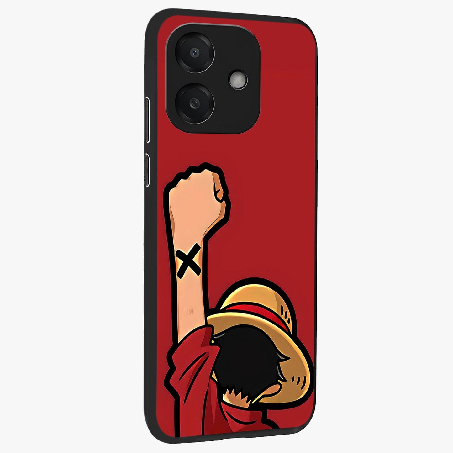 Luffy X Spirit Glass Case upright view showcasing striking anime artwork with adventurous character theme.