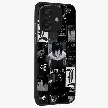 Midnight Chaos Mind Glass Case upright view showcasing expressive abstract artwork with bold dark theme.