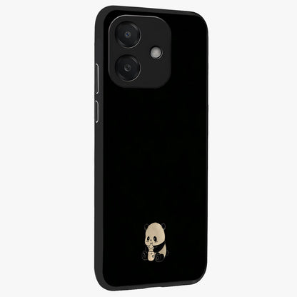 Midnight Panda Love Glass Case upright view showcasing charming panda artwork with playful romantic theme.