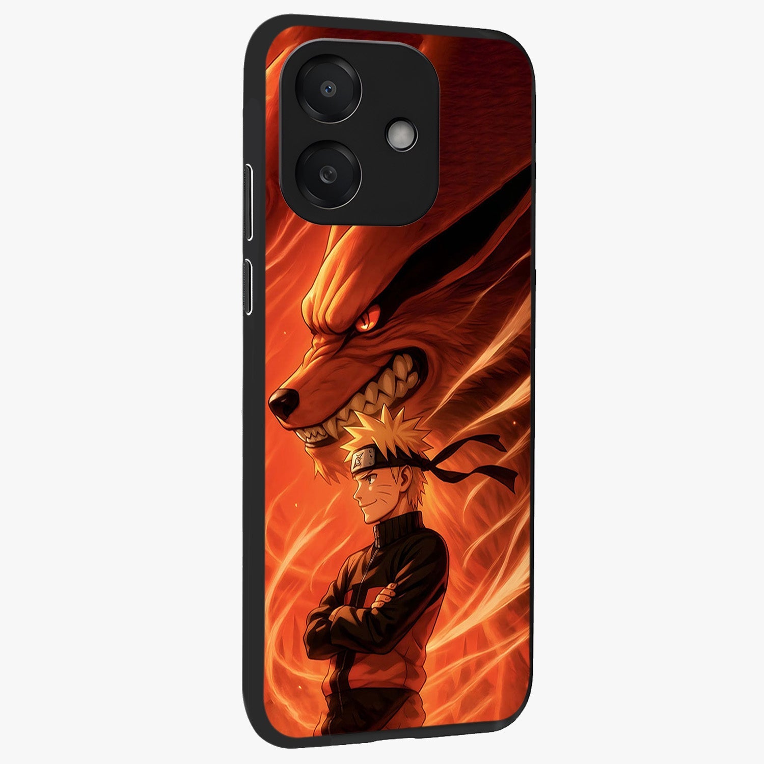 Nine Tails Legacy Glass Case upright view showcasing dramatic nine-tails artwork with intense anime themed design.