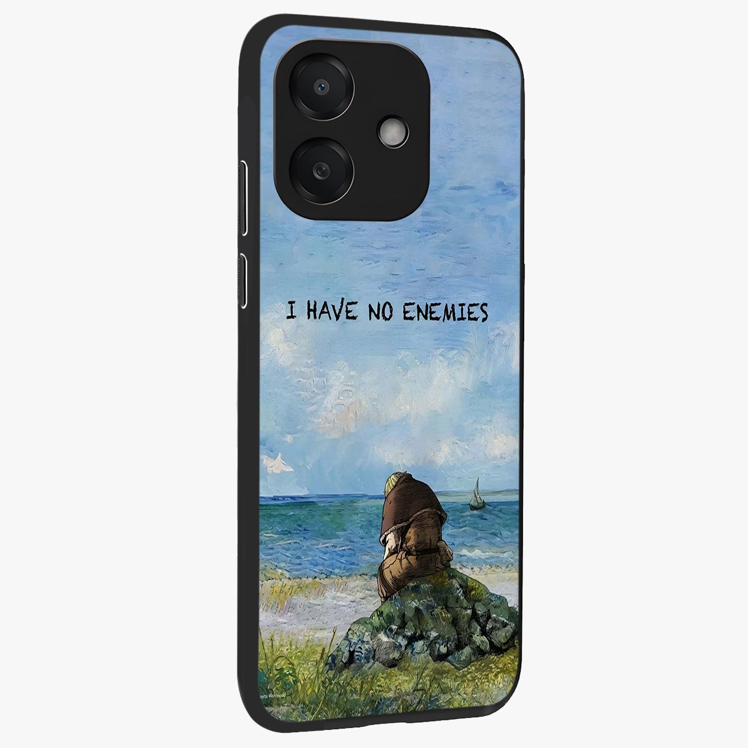 Peace Beyond War Glass Case upright view showcasing powerful peace symbol artwork with inspirational theme.