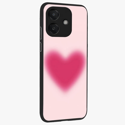 Pink Aura Heart Glass Case upright view showcasing romantic heart artwork with soft pastel theme.