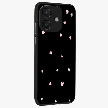 Pink Love Drops Glass Case upright view showcasing charming heart drop artwork with romantic playful theme.