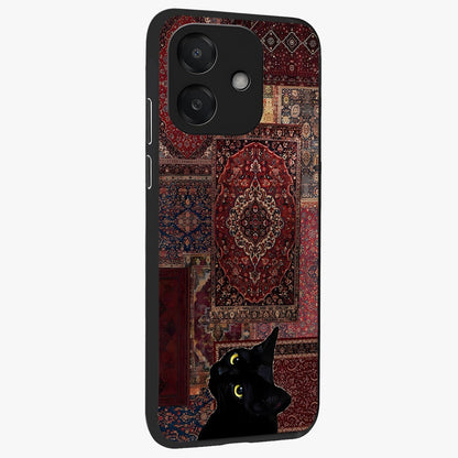 Regal Magic Cat Apple Glass Case upright view showcasing charming cat artwork with playful magical theme.