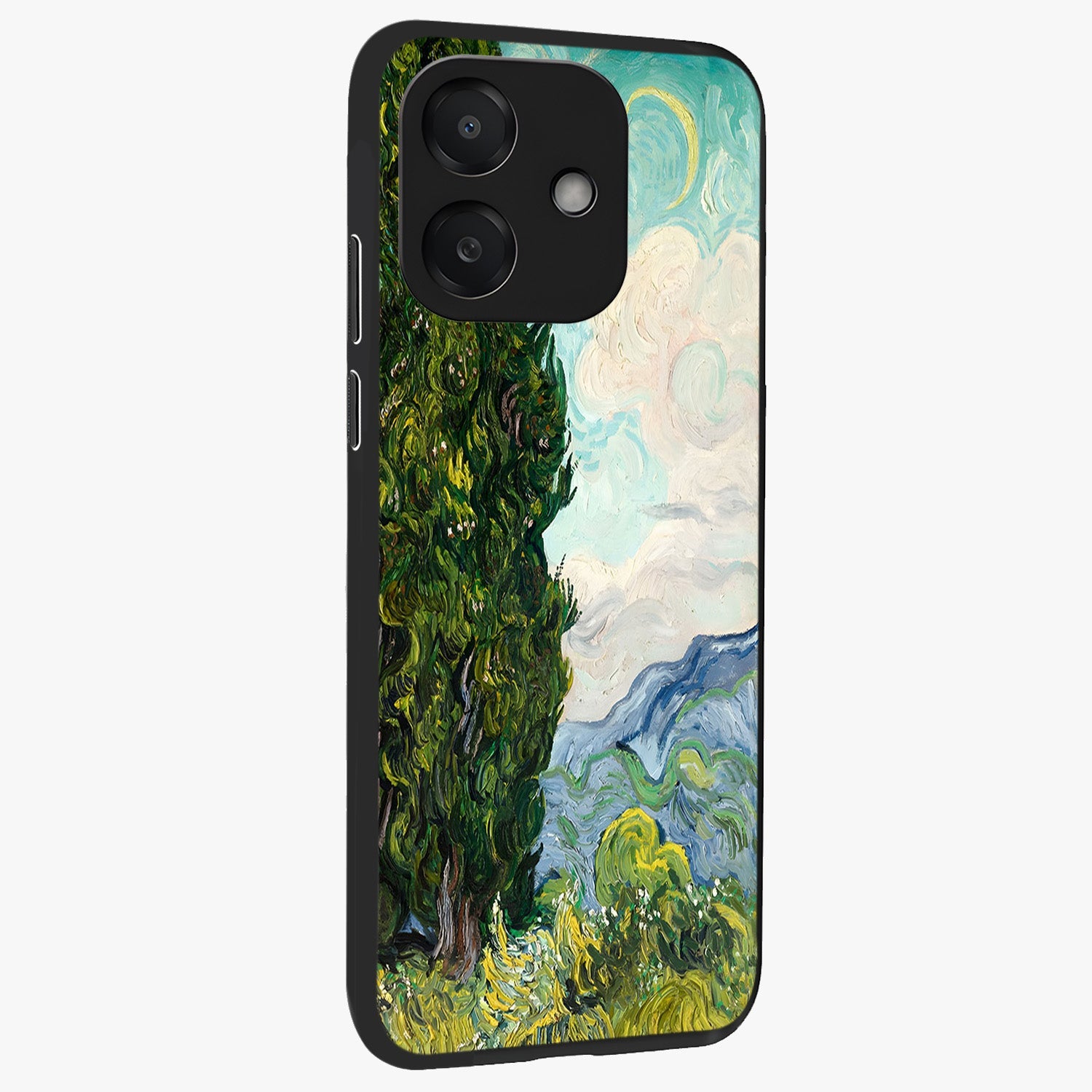 Van Gogh Vintage Art Glass Case upright view showcasing elegant vintage painting artwork with artistic heritage theme.