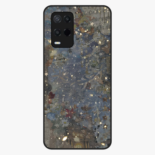 Aesthetic Astrolophia Glass Case showing flat back view with dreamy aesthetic design and glossy glass finish.