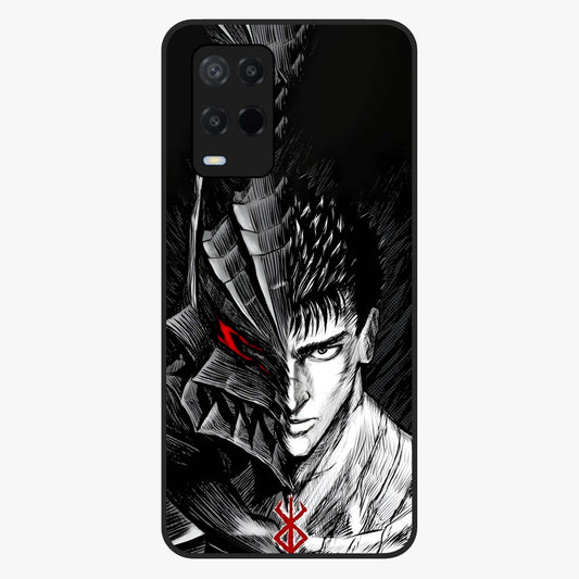 Berserker Blood Oath Glass Case showing flat back view with fierce warrior inspired artwork and glossy glass finish.