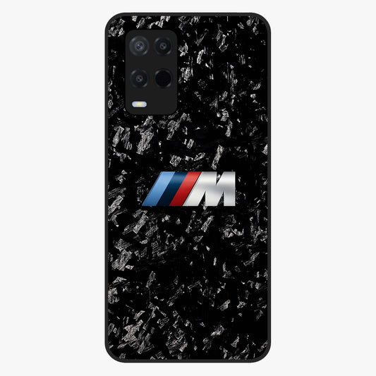 Carbon Speed Mark Glass Case showing flat back view with sporty carbon pattern artwork and glossy glass finish.