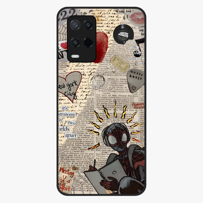City Dream Sketch Glass Case showing flat back view with artistic city skyline sketch artwork and glossy glass finish.
