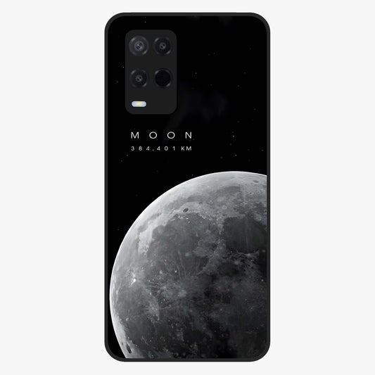 Cosmic Moon Glow Glass Case showing flat back view with glowing moon artwork and glossy glass finish.