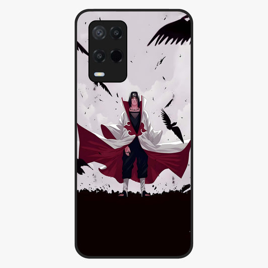Crimson Crow Ascension Glass Case showing flat back view with mystical crow artwork and glossy glass finish.