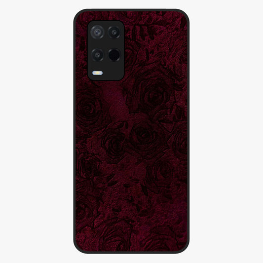Crimson Fade Flow Glass Case showing flat back view with flowing crimson gradient artwork and glossy glass finish.