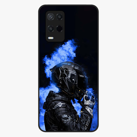 Cyber Sentinel Protocol Glass Case showing flat back view with futuristic cyber themed artwork and glossy glass finish.