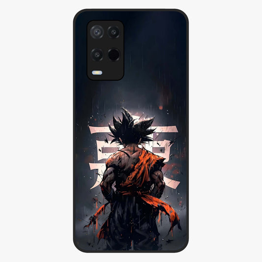 Dark Warrior In Rain Glass Case showing flat back view with warrior artwork in rainy atmosphere and glossy glass finish.