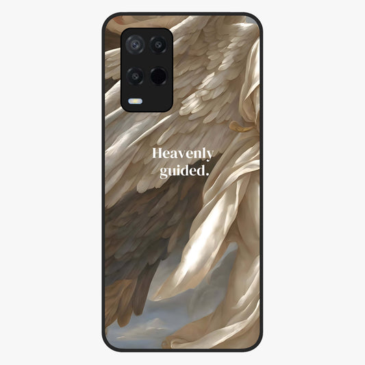 Divine Winged Grace Glass Case showing flat back view with elegant wing inspired artwork and glossy glass finish.