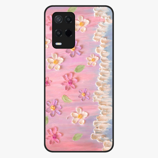 Dreamy Painted Garden Glass Case showing flat back view with artistic painted floral garden artwork and glossy glass finish.