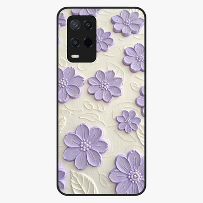 Floral Wall Art With Purple Flowers Glass Case showing flat back view with purple flower artwork and glossy glass finish.