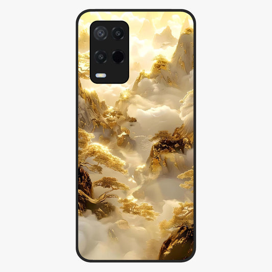 Gates Of Illumination Glass Case showing flat back view with mystical illuminated gate artwork and glossy glass finish.