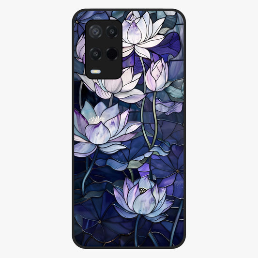 Gloss Petal Rush Glass Case showing flat back view with glossy flower petal artwork and smooth glass finish.