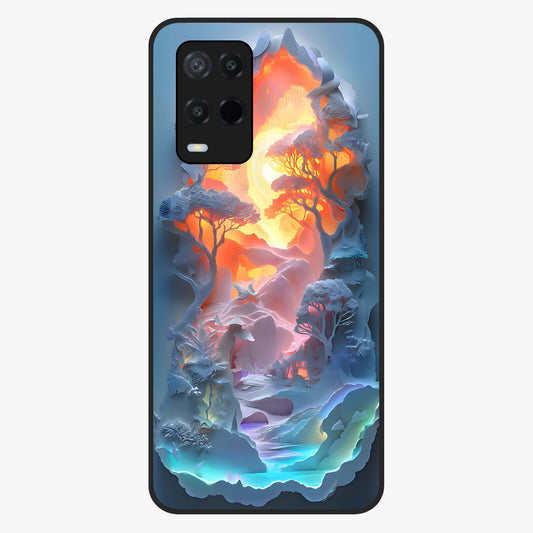 Glow Forest Portal Glass Case showing flat back view with glowing forest portal artwork and glossy glass finish.