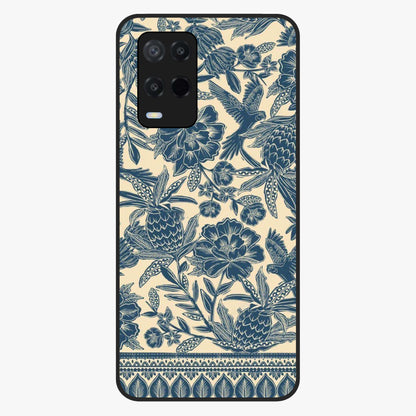 Heirloom Wild Bloom Glass Case showing flat back view with vintage inspired wild flower artwork and glossy glass finish.