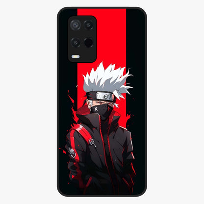 Kakashi Scarlet Shadow Glass Case showing flat back view with powerful anime ninja artwork and glossy glass finish.