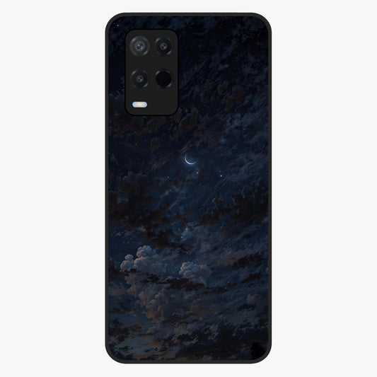 Lunar Veil Silence Glass Case showing flat back view with mystical moon veil artwork and glossy glass finish.