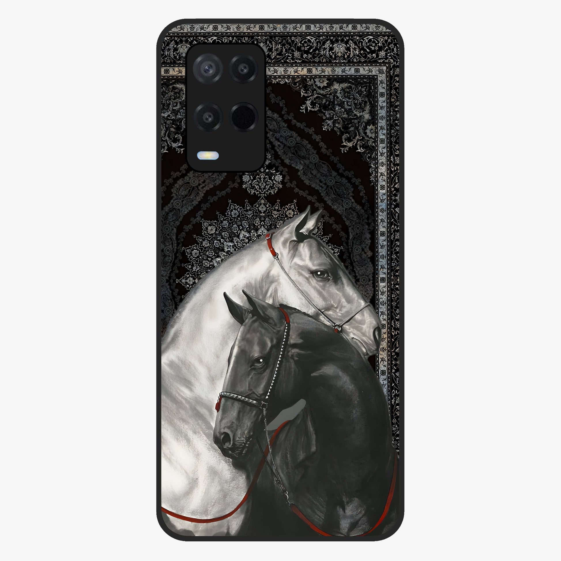 Majestic Ride Legacy Glass Case showing flat back view with powerful automotive inspired artwork and glossy glass finish.