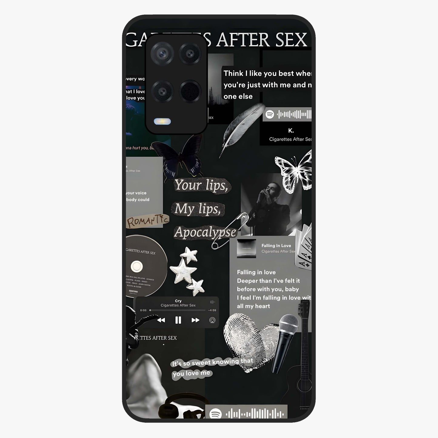 Midnight Love Echo Glass Case showing flat back view with romantic midnight themed artwork and glossy glass finish.