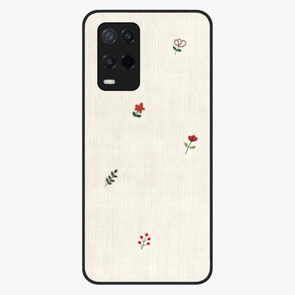 Minimal Petal Whispers Glass Case showing flat back view with soft minimal floral artwork and glossy glass finish.