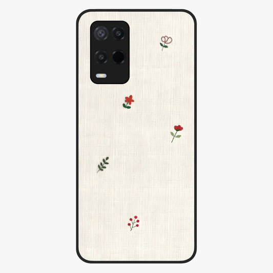 Minimal Petal Whispers Glass Case showing flat back view with soft minimal floral artwork and glossy glass finish.