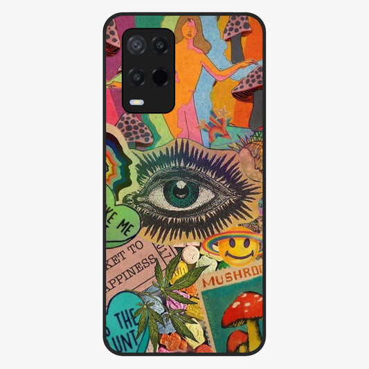 Mystic Eye Wonderland Glass Case showing flat back view with mystical eye themed artwork and glossy glass finish.