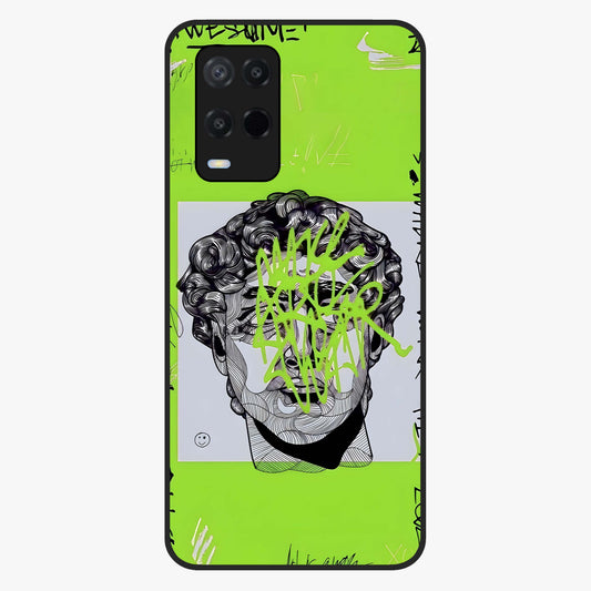 Neo Graffiti Rebellion Glass Case showing flat back view with vibrant graffiti artwork and glossy glass finish.