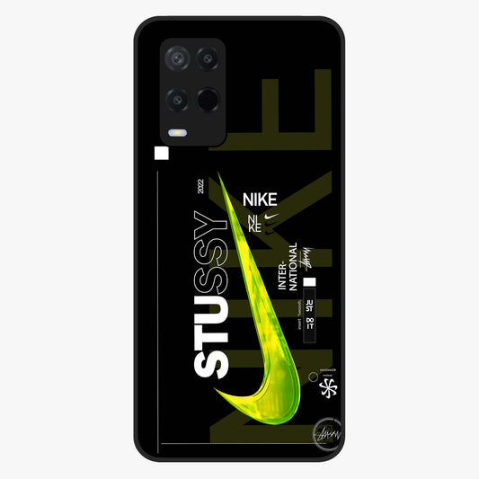 Neon Street Edition Glass Case showing flat back view with neon street style artwork and glossy glass finish.