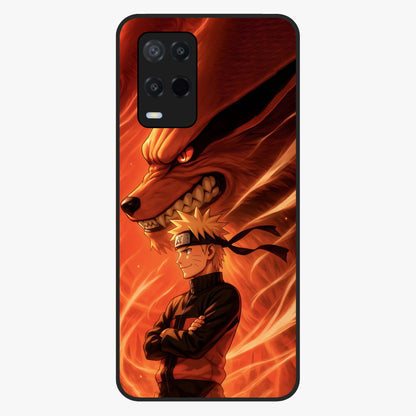 Nine Tails Legacy Glass Case showing flat back view with powerful nine-tailed fox inspired artwork and glossy glass finish.