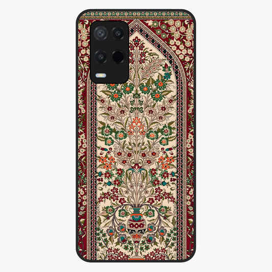 Persian Inspired Glass Case showing flat back view with ornate Persian style pattern artwork and glossy glass finish.