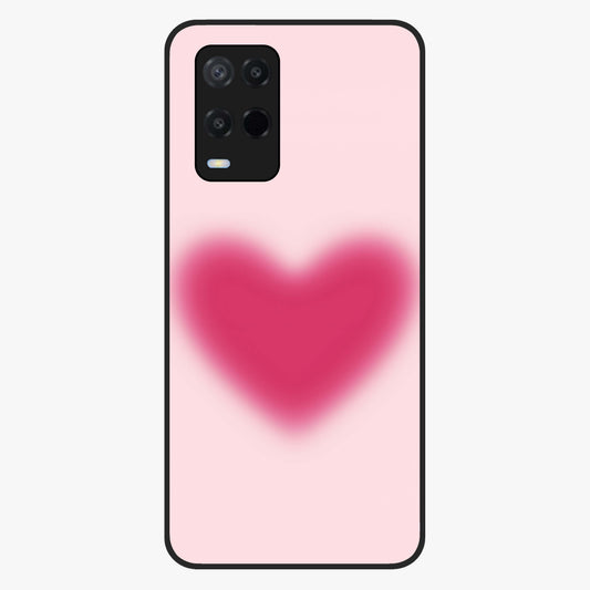 Pink Aura Heart Glass Case showing flat back view with glowing heart artwork and glossy glass finish.