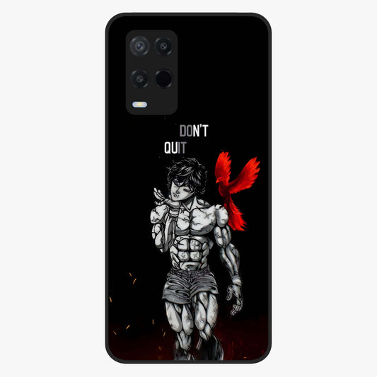 Rise Beyond Limits Glass Case showing flat back view with motivational typography artwork and glossy glass finish.