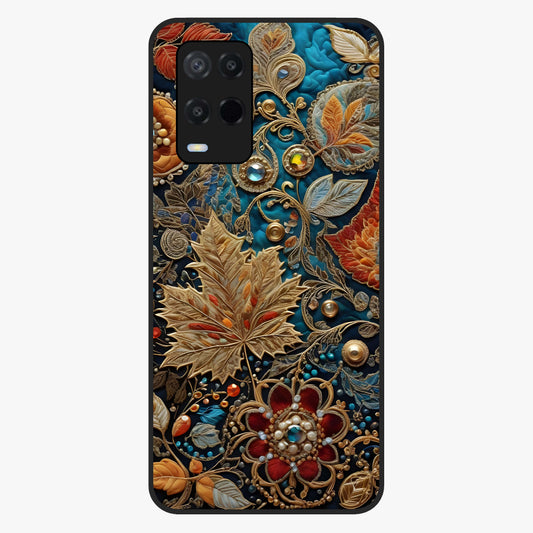 Royal Jewel Garden Glass Case showing flat back view with decorative floral garden artwork and glossy glass finish.