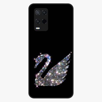 Starlit Swan Grace Glass Case showing flat back view with graceful swan artwork under starry sky and glossy glass finish.