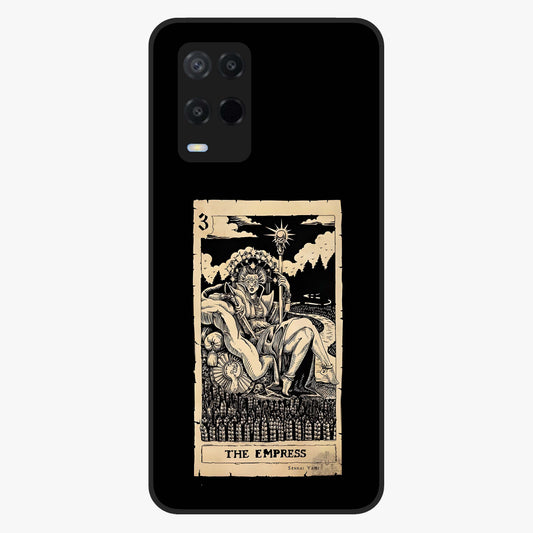 The Empress Glass Case showing flat back view with regal feminine artwork and glossy glass finish.