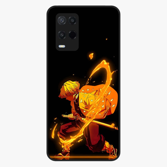 Thunder Flame Execution Glass Case showing flat back view with powerful flame and lightning artwork and glossy glass finish.