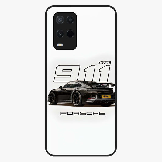 Turbo Legacy Icon Glass Case showing flat back view with iconic sports car inspired artwork and glossy glass finish.
