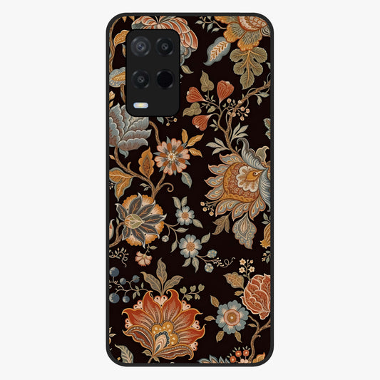 Vintage Floral Dream Glass Case showing flat back view with classic floral artwork and glossy glass finish.