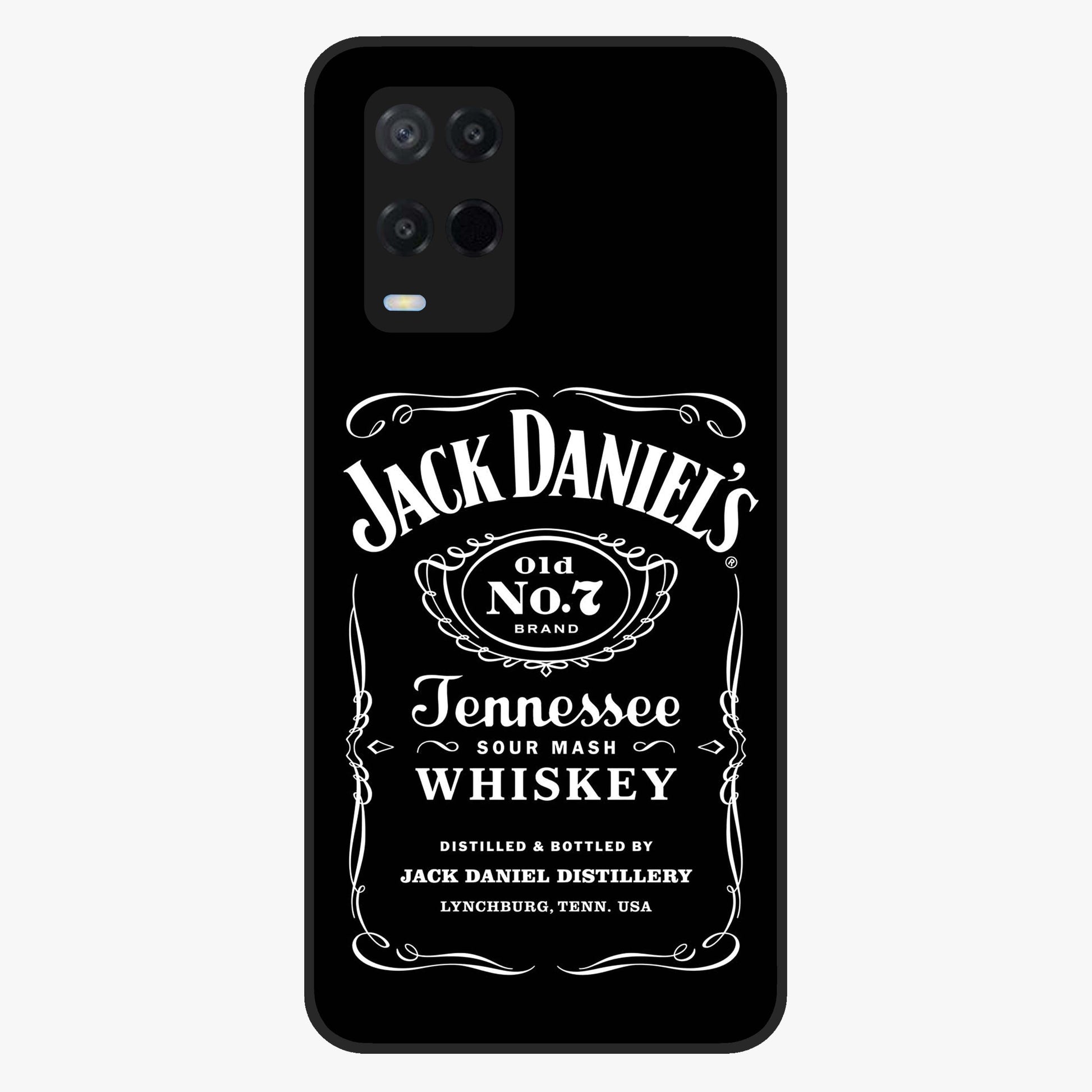 Vintage Whiskey Heritage Glass Case showing flat back view with classic whiskey inspired artwork and glossy glass finish.