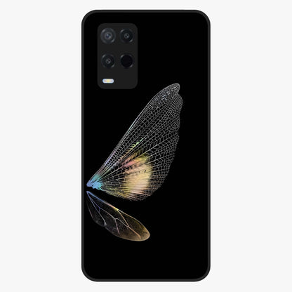 Whispers Of Wings Glass Case showing flat back view with graceful wing inspired artwork and glossy glass finish.