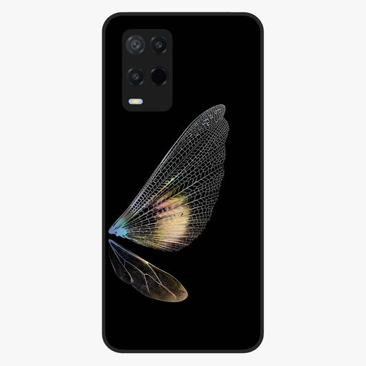 Whispers Of Wings Glass Case showing flat back view with graceful wing inspired artwork and glossy glass finish.
