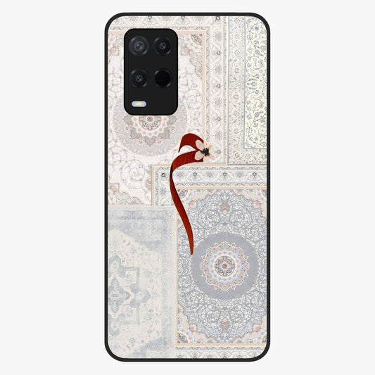 White Aesthetic Bow Glass Case showing flat back view with minimal bow artwork and glossy glass finish.