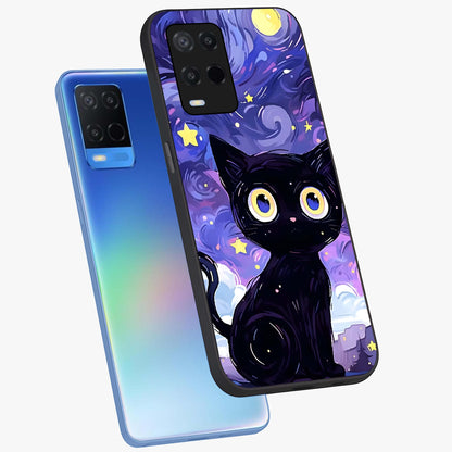 Abstract Cat Art Glass Case displayed in angled mockup highlighting modern abstract cat artwork and sleek glass surface.